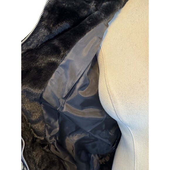 NWT Pretty Little Thing Small Faux Fur Hooded Jacket Black Plush Polyester - Picture 15 of 16